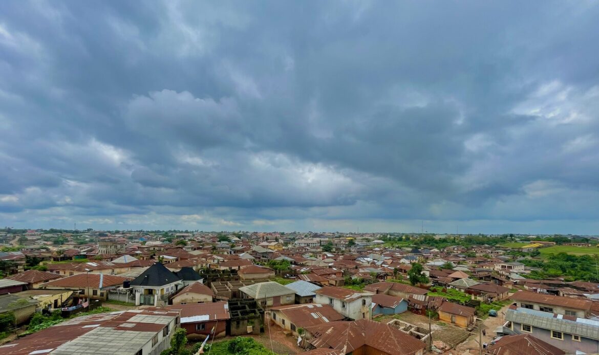Aerial view across Ogere Remo, Ogun State.