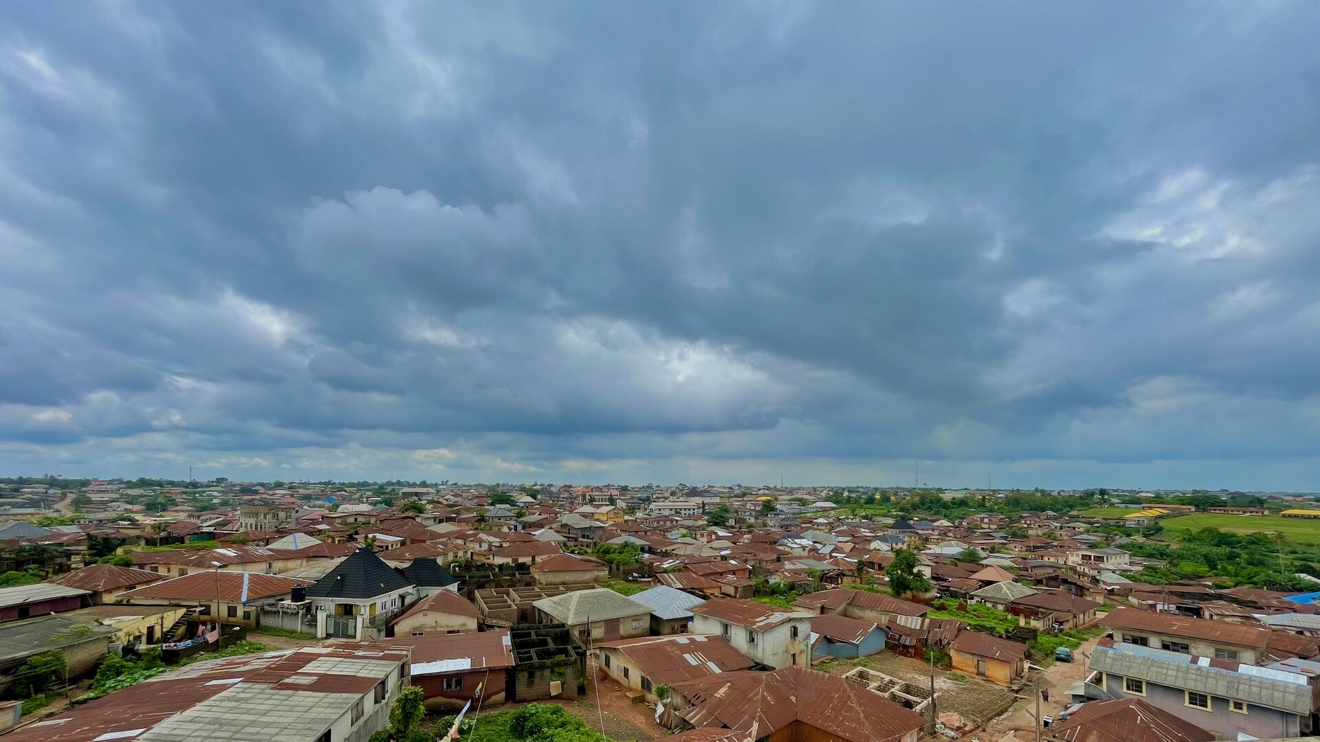Aerial view across Ogere Remo, Ogun State.