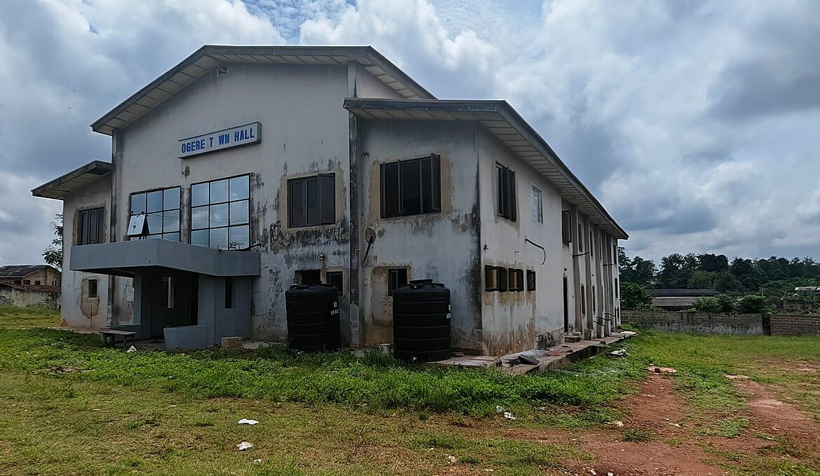 Ogere Town Hall, the civic centre of Ogere Remo, during renovation.