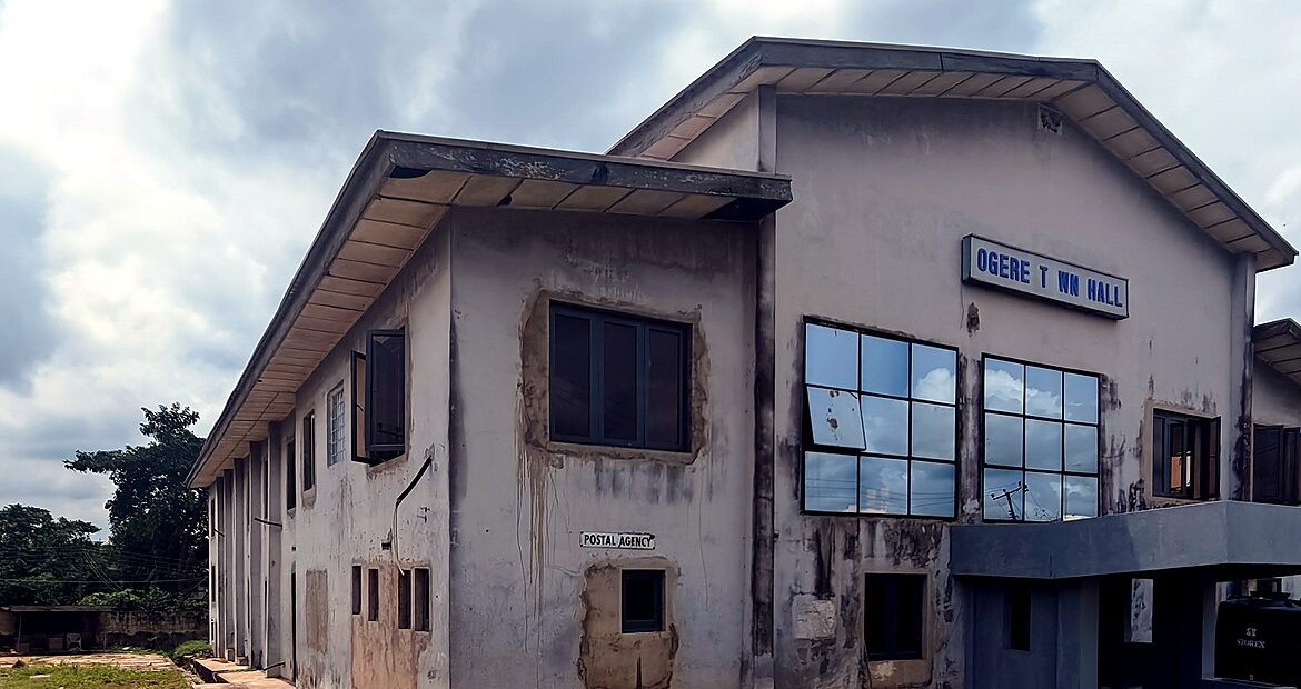 Ogere Town Hall, the civic centre of Ogere Remo, during renovation.