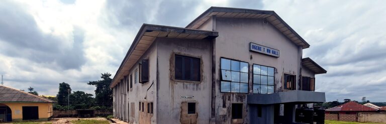 Ogere Town Hall, the civic centre of Ogere Remo, during renovation.